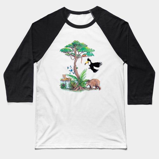 Rainforest Baseball T-Shirt by IndiasIllustrations